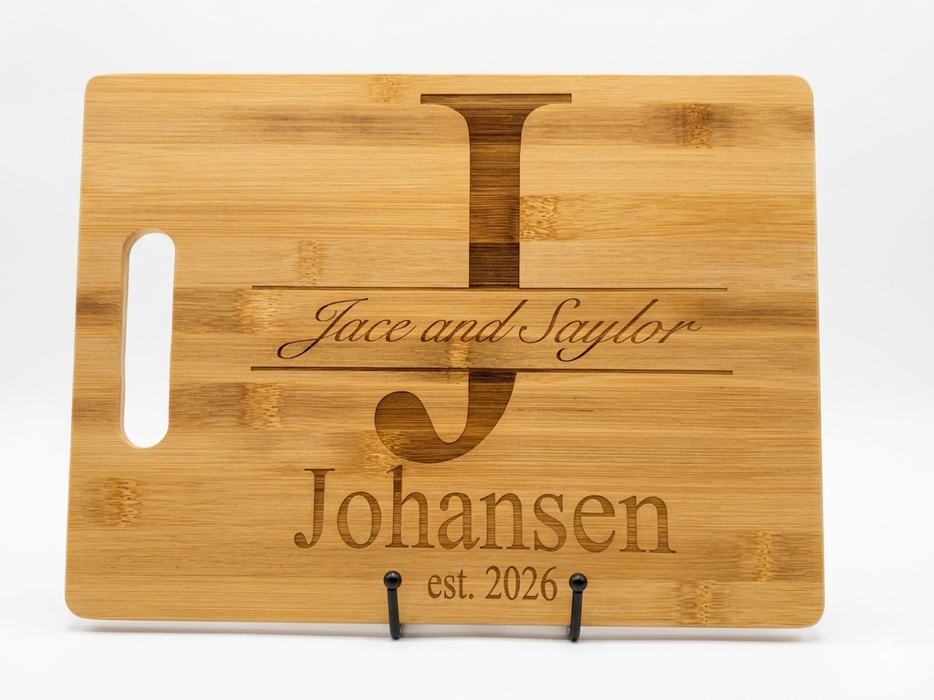 Custom Engraved Bamboo Cutting Board — 12" x 9"
