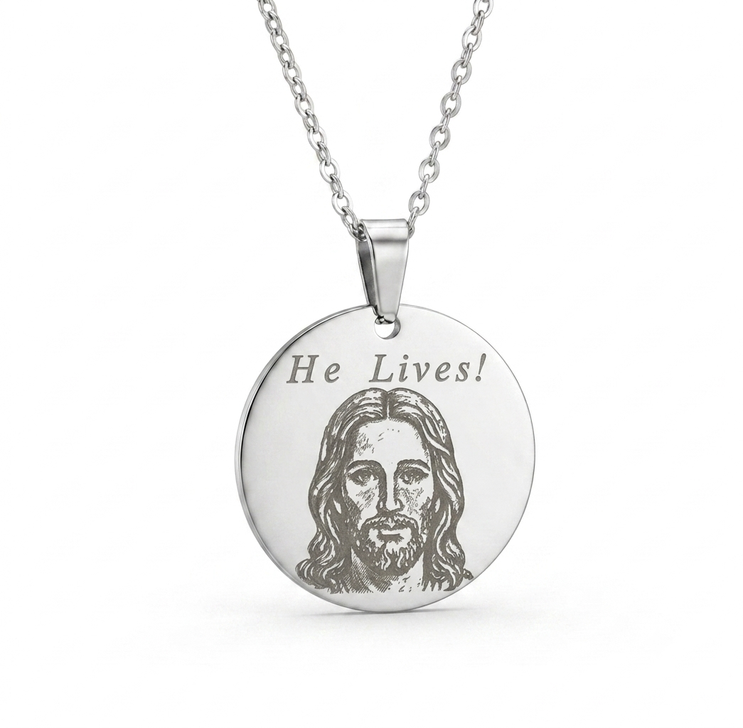 Engraved Christ Pendant Necklace with Scripture